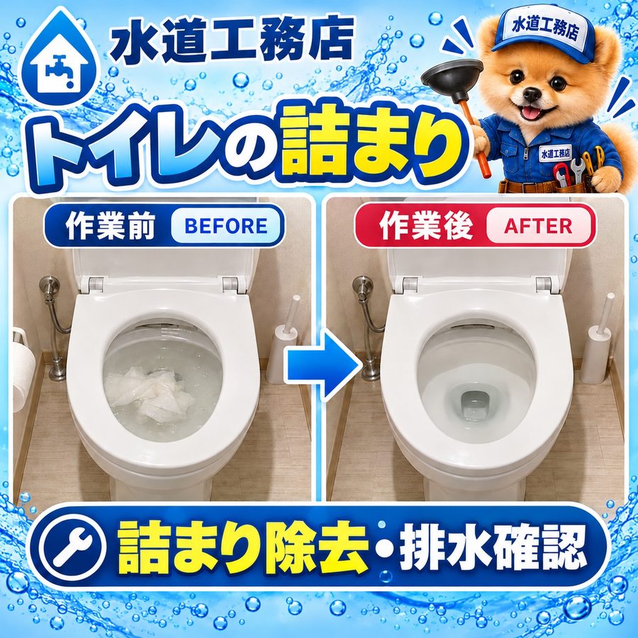 トイレの詰まり除去のビフォーアフター比較